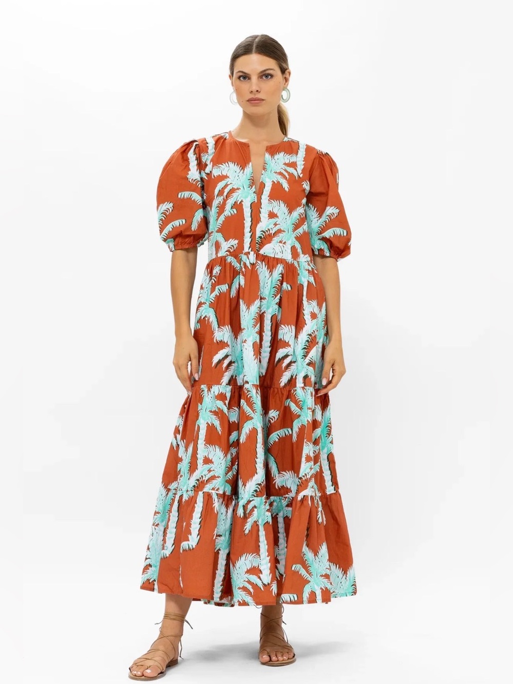 Oliphant Cartagena dress with puff sleeves and matching kabuki belt size L